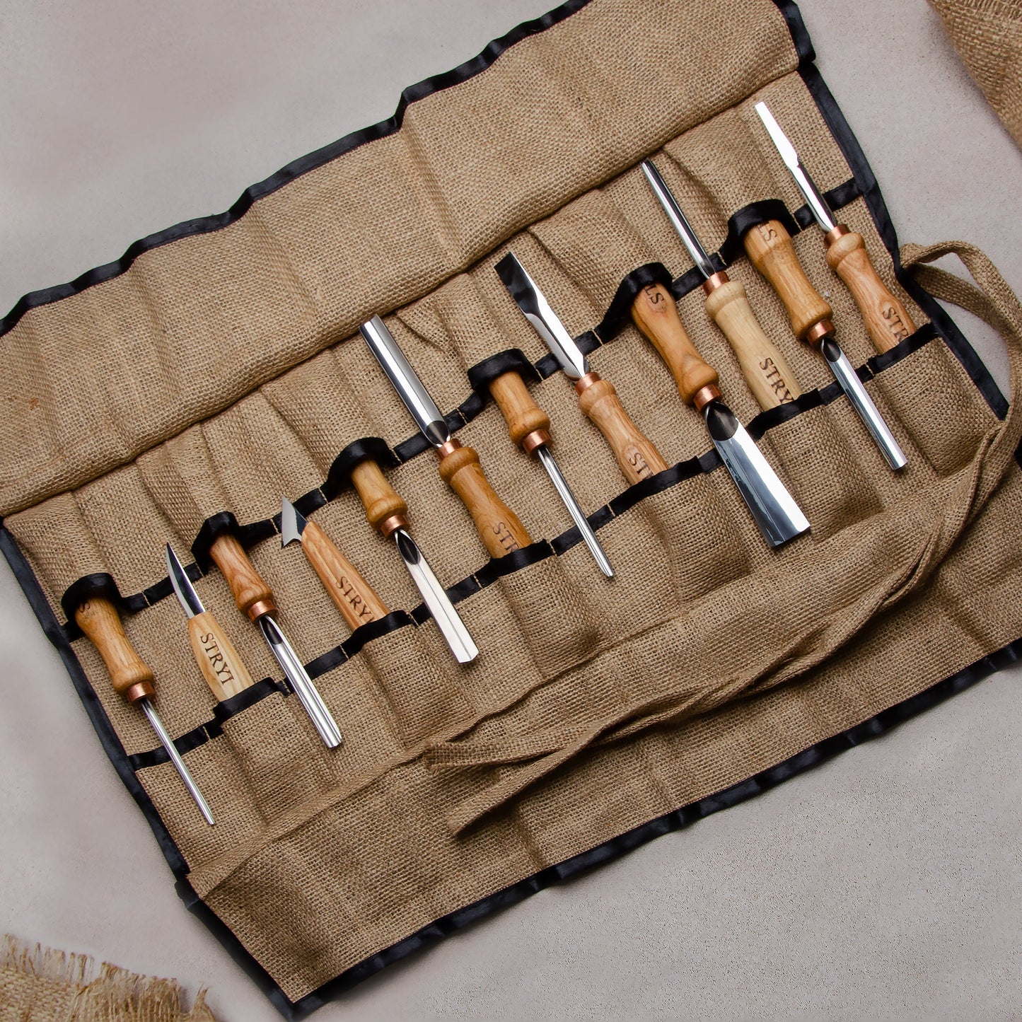 Woodcarving toolset 12pcs STRYI Profi for relief and for chip carving